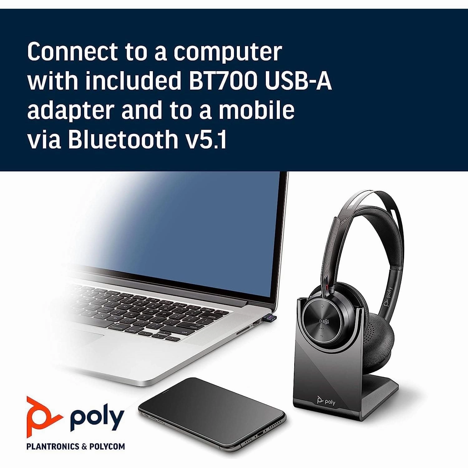 Poly - Voyager Focus 2 UC Bluetooth Headset   Charging Cradle (Plantronics)