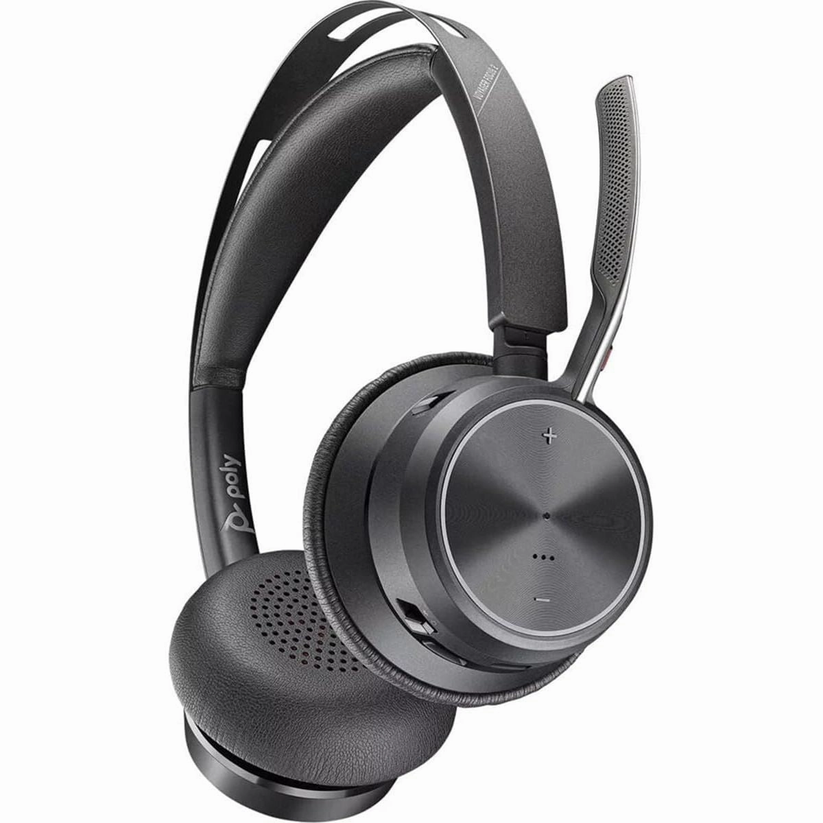 Poly - Voyager Focus 2 UC USB-C Headset with Stand (Plantronics) - Bluetooth Dual-Ear (Stereo) Headset with Boom Mic - USB-C PC/Mac Compatible - Active Noise Canceling - Works with Teams (Certified)
