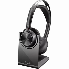 Poly - Voyager Focus 2 UC USB-C Headset with Stand (Plantronics) - Bluetooth Dual-Ear (Stereo) Headset with Boom Mic - USB-C PC/Mac Compatible - Active Noise Canceling - Works with Teams (Certified) bluetooth headphones, cheap wireless headphones, headphon