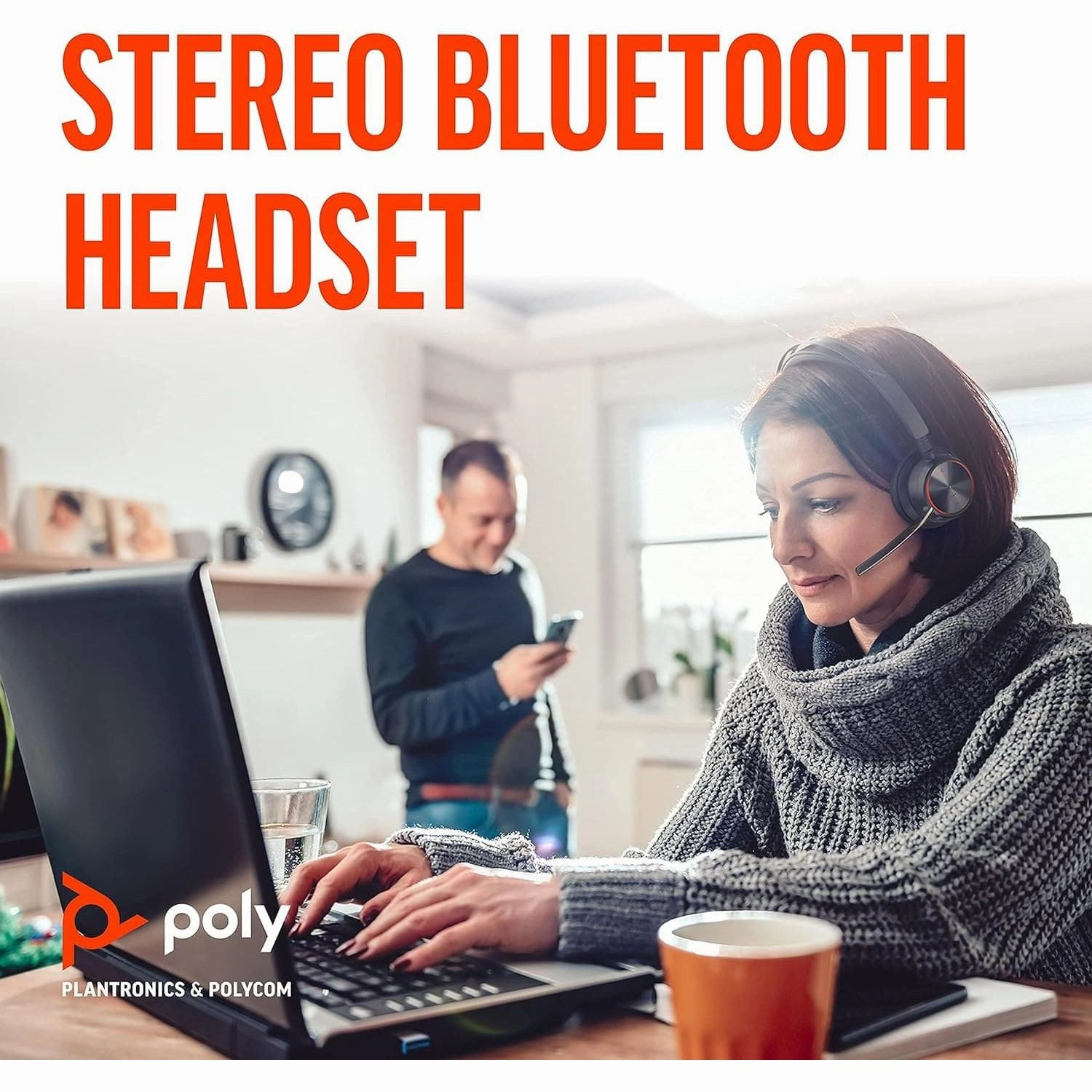 Poly - Voyager Focus 2 UC USB-C Headset with Stand (Plantronics) - Bluetooth Dual-Ear (Stereo) Headset with Boom Mic - USB-C PC/Mac Compatible - Active Noise Canceling - Works with Teams, Zoom & more