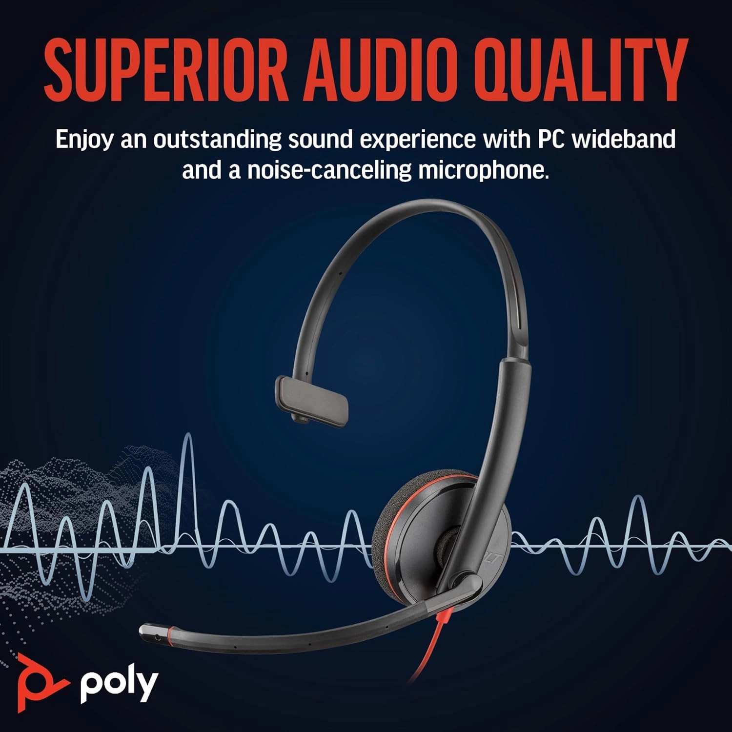 Poly Blackwire 3210 Wired Headset - Noise-Cancelling, Single-Ear, USB-C/USB-A, PC/Mac, Teams/Zoom Compatible
