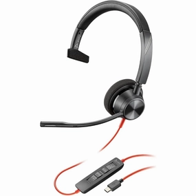 Poly Blackwire 3310 Wired Headset  Flexible Microphone Boom  Monaural Design - Connect to PC/Mac via USB-C or USB-A - Works w/Teams, Zoom bluetooth headphones, cheap wireless headphones, headphones with mic