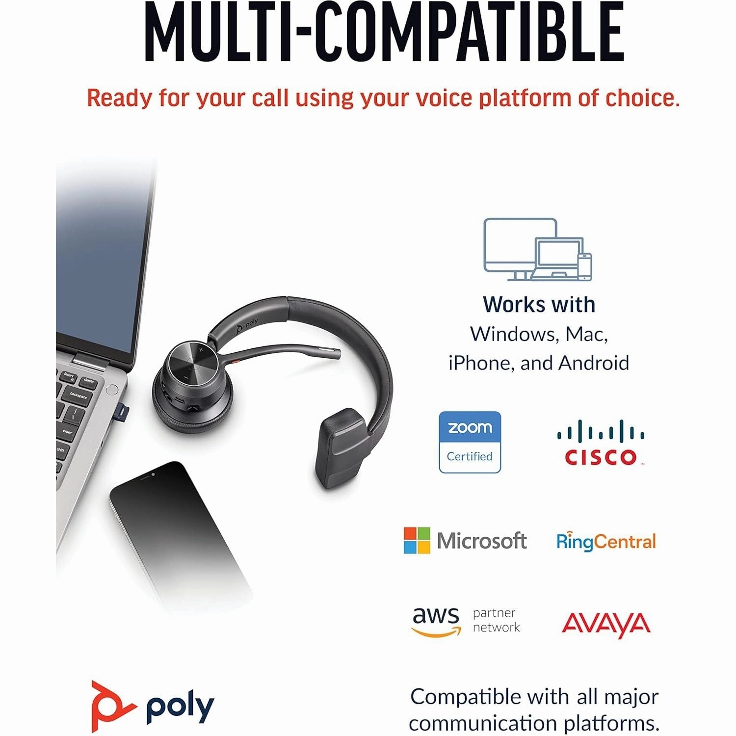 Poly Voyager 4310 UC Wireless Headset - Single-Ear Bluetooth Headset w/Noise-Canceling Boom Mic - Long Battery Life - Connect to PC/Mac/Mobile via Bluetooth - Works w/Teams, Zoom & More, Plantronics