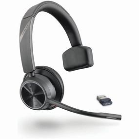 Poly Voyager 4310 UC Wireless Headset - Single-Ear Bluetooth Headset w/Noise-Canceling Boom Mic - Long Battery Life - Connect to PC/Mac/Mobile via Bluetooth - Works w/Teams, Zoom & More, Plantronics bluetooth headphones, cheap wireless headphones, head