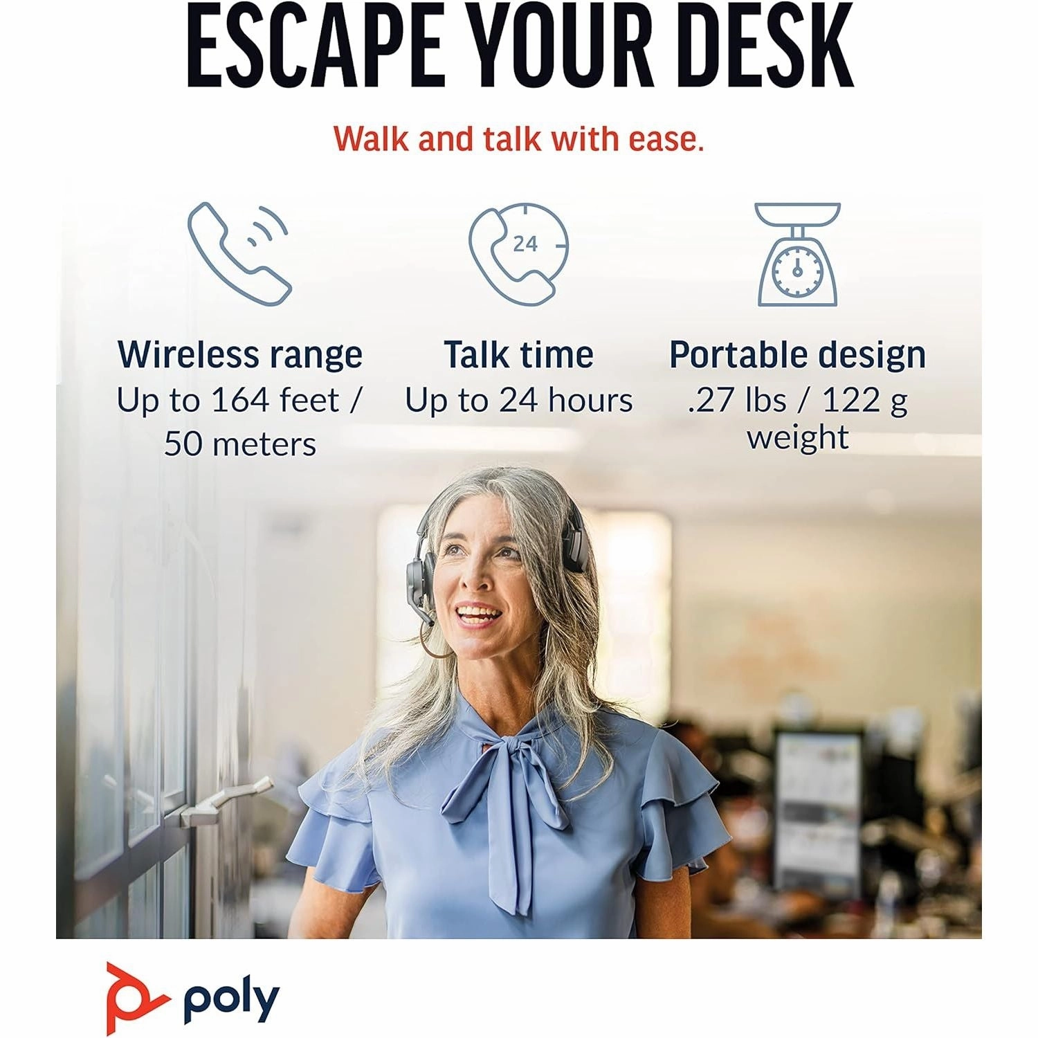 Poly Voyager 4310 UC Wireless Headset - Single-Ear Bluetooth Headset w/Noise-Canceling Boom Mic - Long Battery Life - Connect to PC/Mac/Mobile via Bluetooth - Works w/Teams, Zoom & More, Plantronics