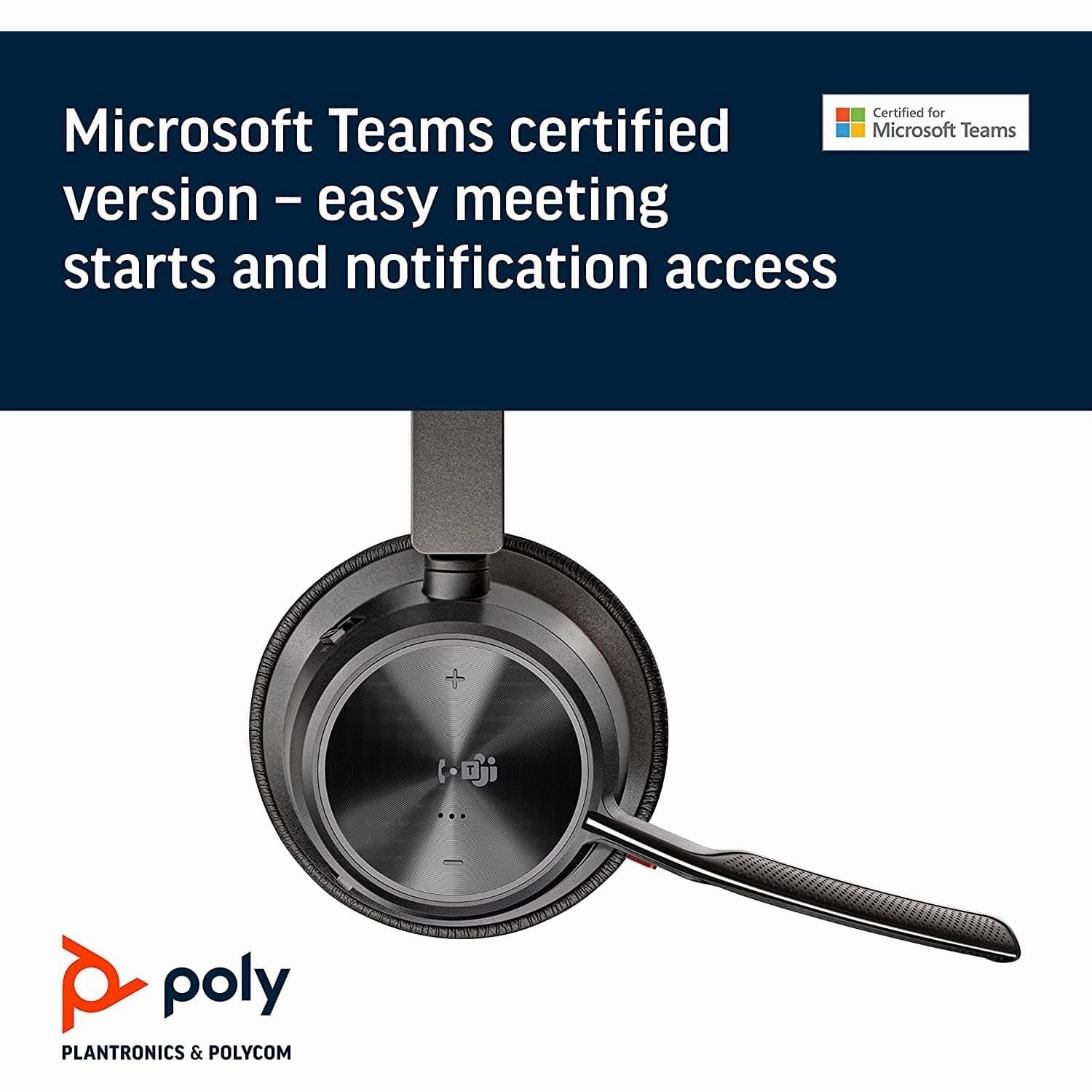 Poly Voyager Focus 2 UC USB-A Headset  Bluetooth, Stereo, Active Noise Cancelling, Boom Mic, Teams/Zoom Compatible