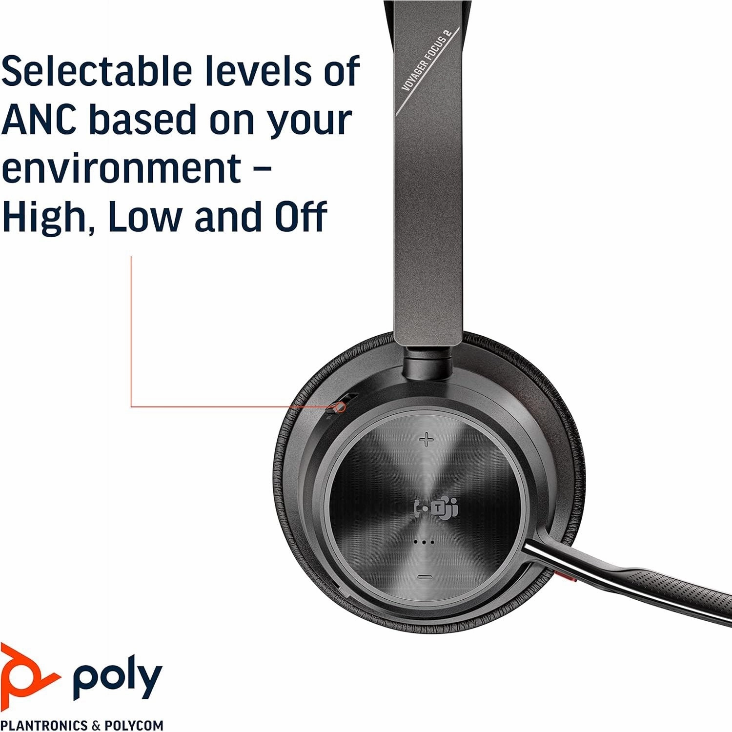Poly Voyager Focus 2 UC USB-A Headset  Bluetooth Stereo Headset with Boom Mic, Active Noise Canceling, PC/Mac Compatible, Teams Certified, Zoom Ready