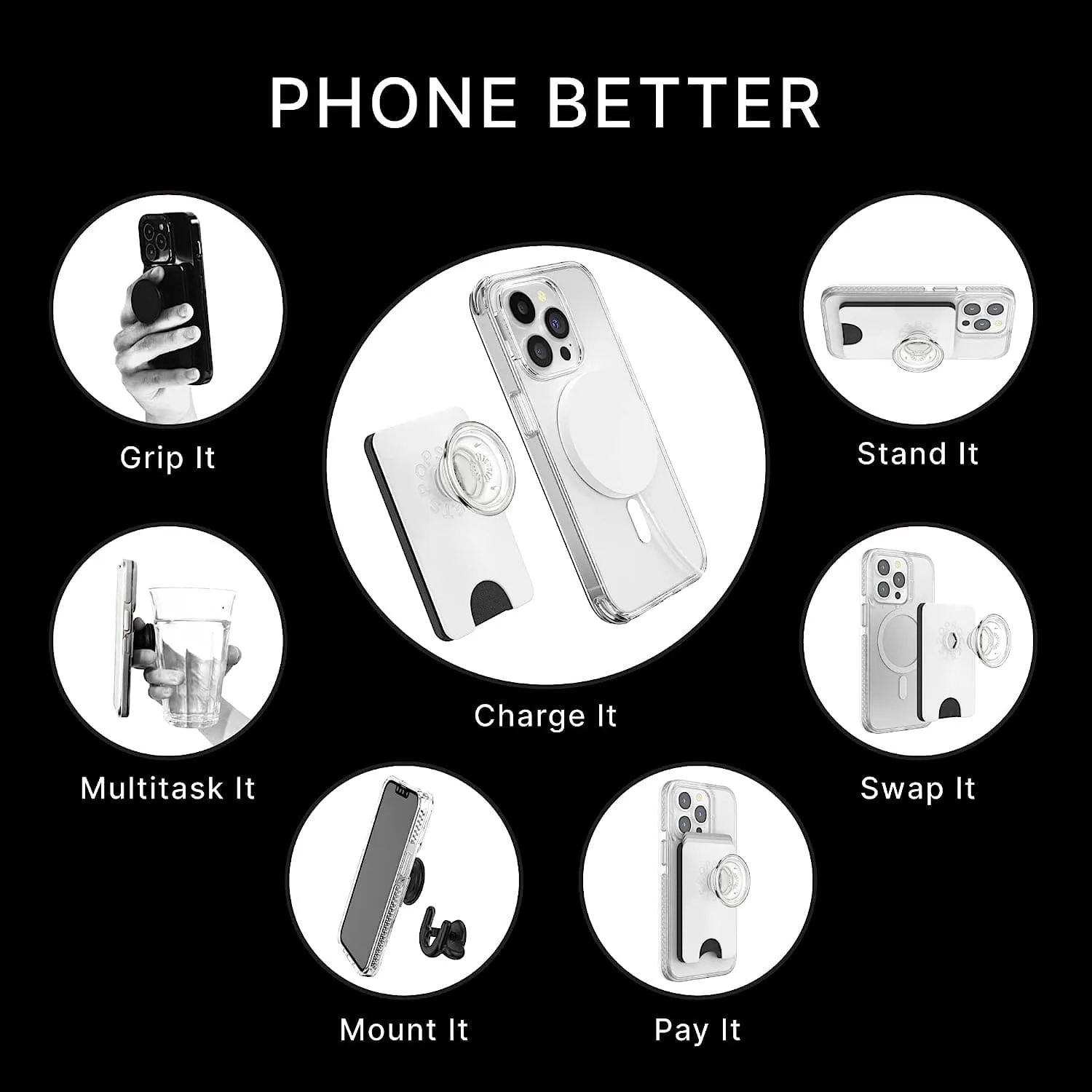 PopSockets Card Holder For Magsafe - Clear White