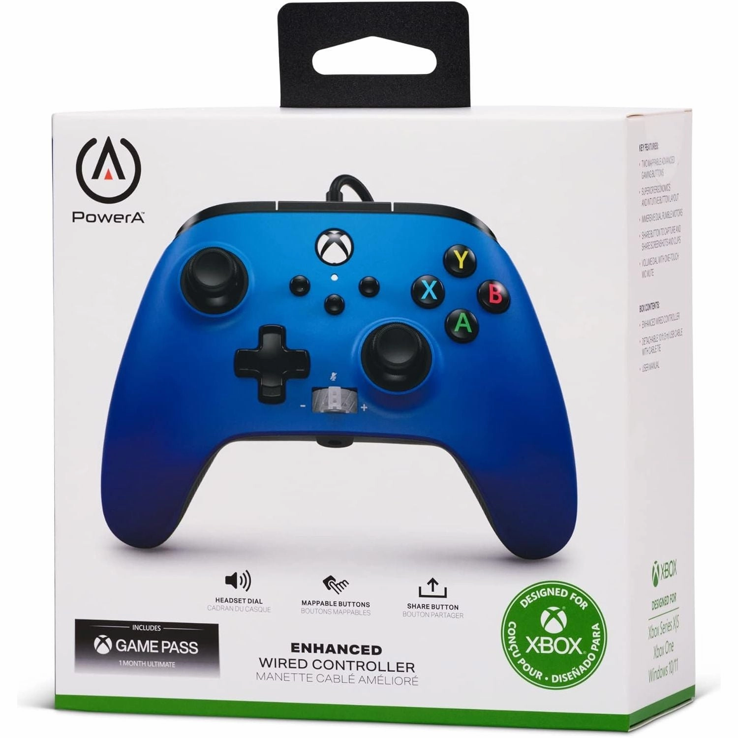 PowerA Enhanced Wired Controller for Xbox Series X|S, Wired Video Game Controller, Gamepad for Xbox X and S, Officially Licenced by Xbox, 2 Years Manufacturer Warranty- Sapphire Fade