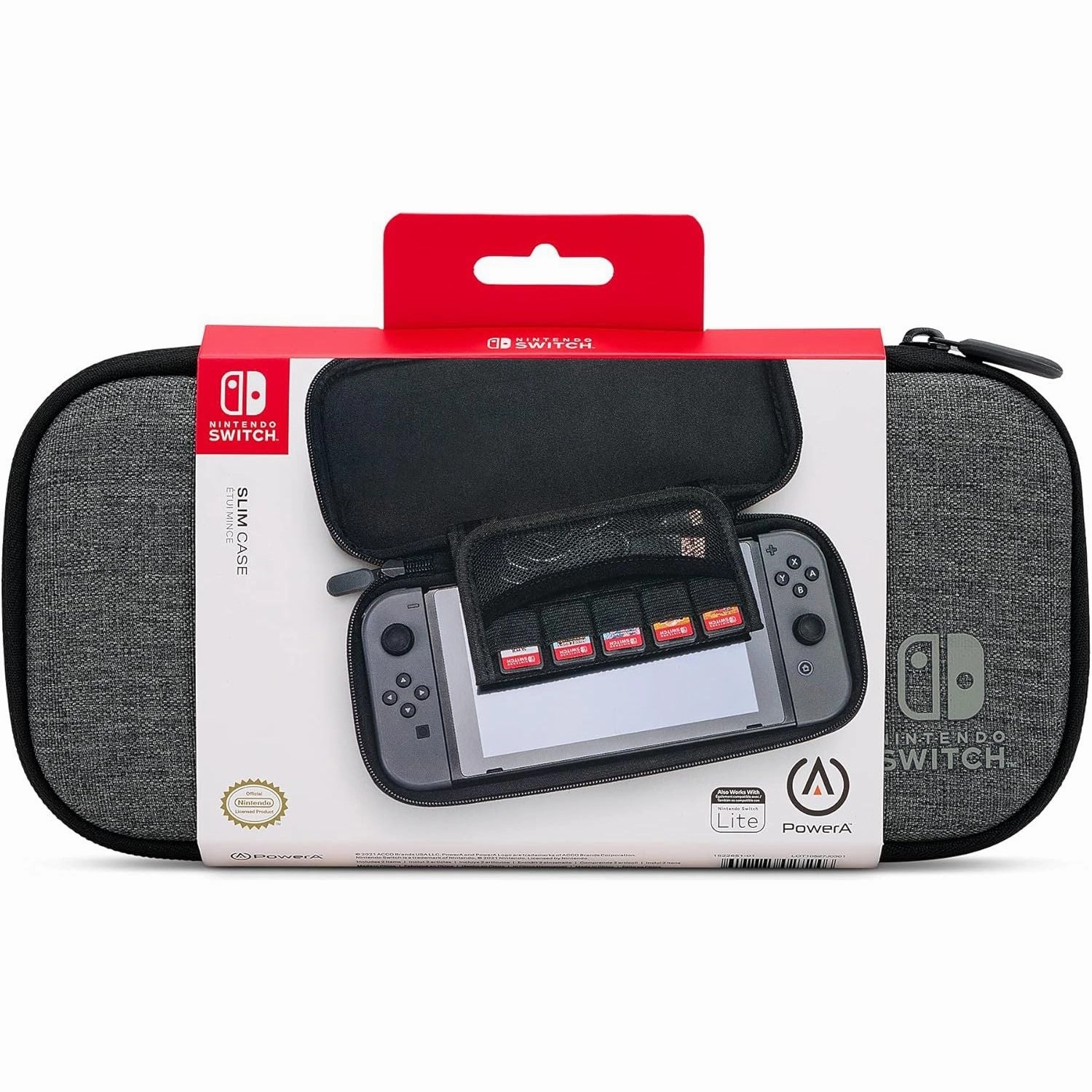 PowerA Slim Case for Nintendo Switch - OLED, Switch & Switch Lite - Charcoal, Protective Gaming Console Case, Officially Licensed