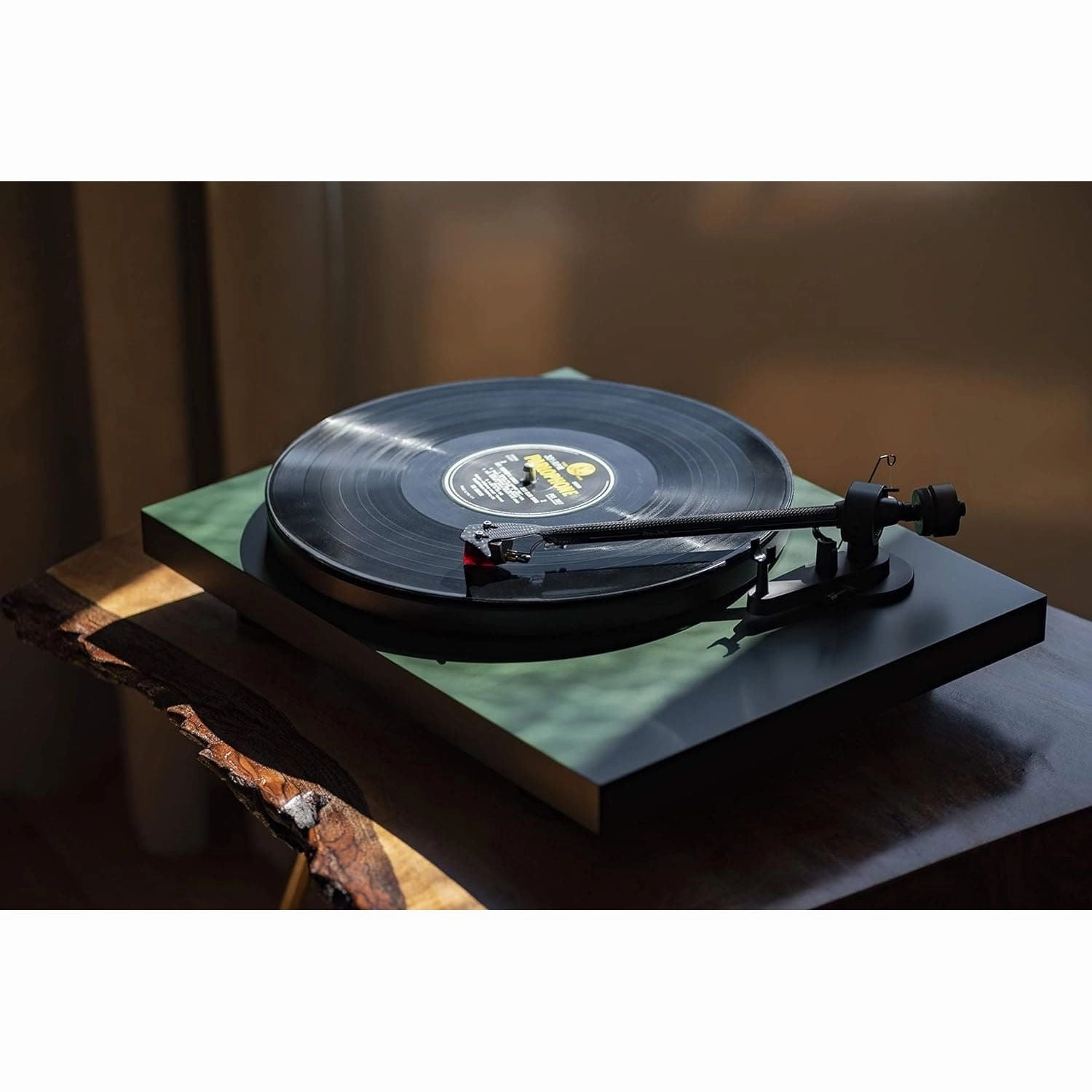 Pro-Ject Debut Carbon EVO Audiophile Turntable - Carbon Fiber Tonearm, Electronic Speed Selection, Pre-Mounted Ortofon 2M Red Cartridge - Satin Green