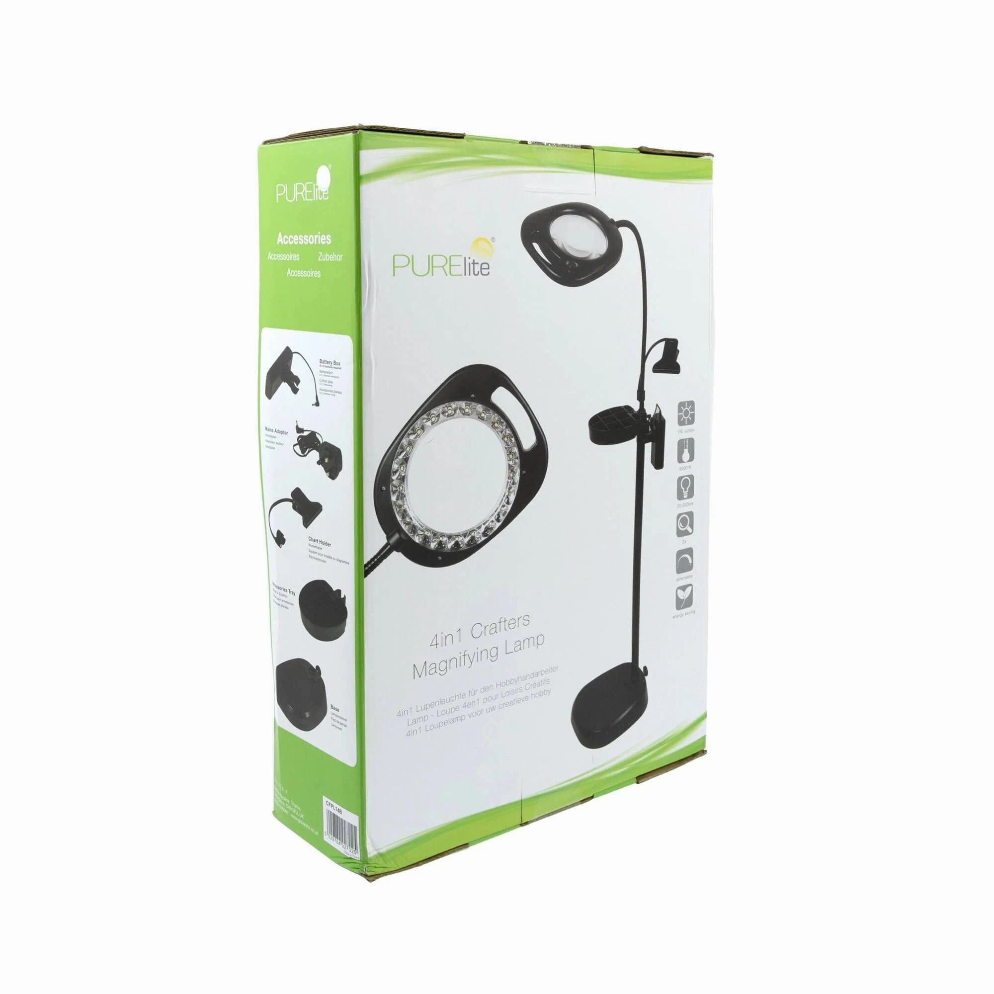 Purelite 4 -in-1 Crafters Magnifying Lamp - Black