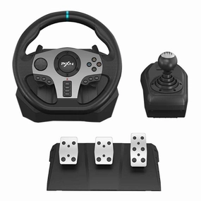PXN V9 Universal USB Car Sim 270/900 degree Race Steering Wheel with 3-pedal Pedals And Shifter Bundle for PC, PS3, PS4, Xbox One, Xbox Series X/S, Nintendo Switch nintendo switch,game console accessories,wireless controllers,gaming system