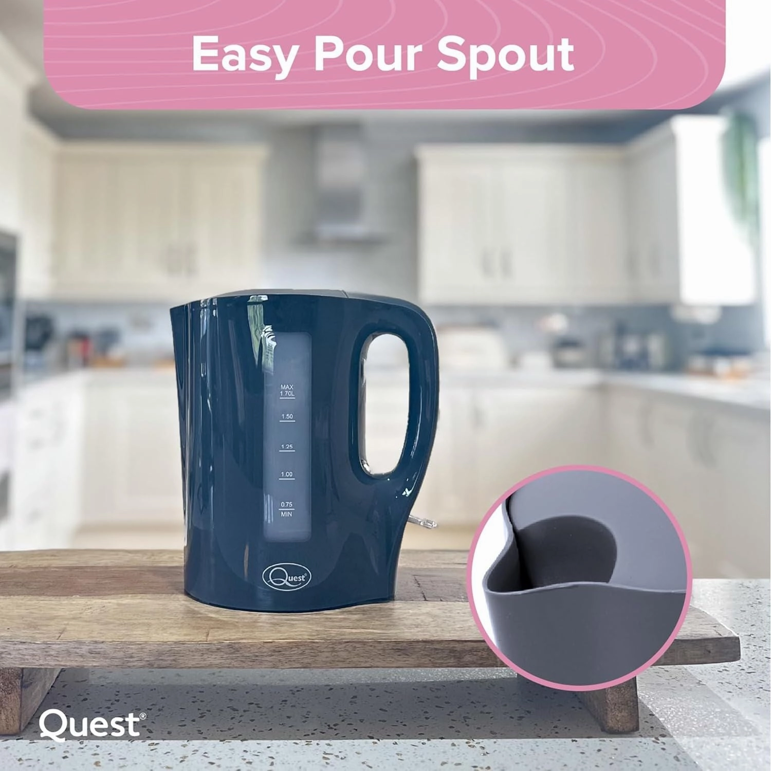 Quest 1.7 Litre Electric Kettle  Grey
