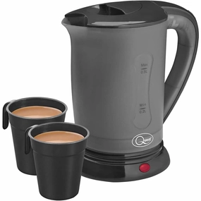 Quest Black Travel Kettle with 2 Cups  Portable, Lightweight, Dual Voltage phone accessories, mobile phone cases, best charging cable