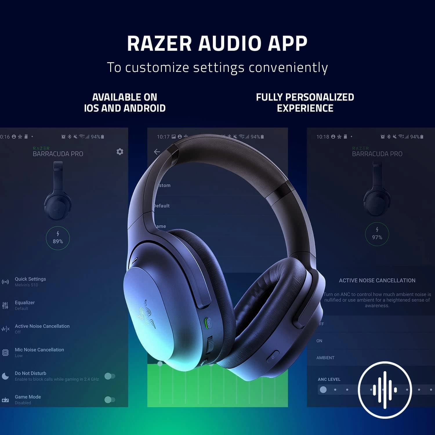RAZER Barracuda Pro Wireless Noise-Cancelling Gaming Headset - Black