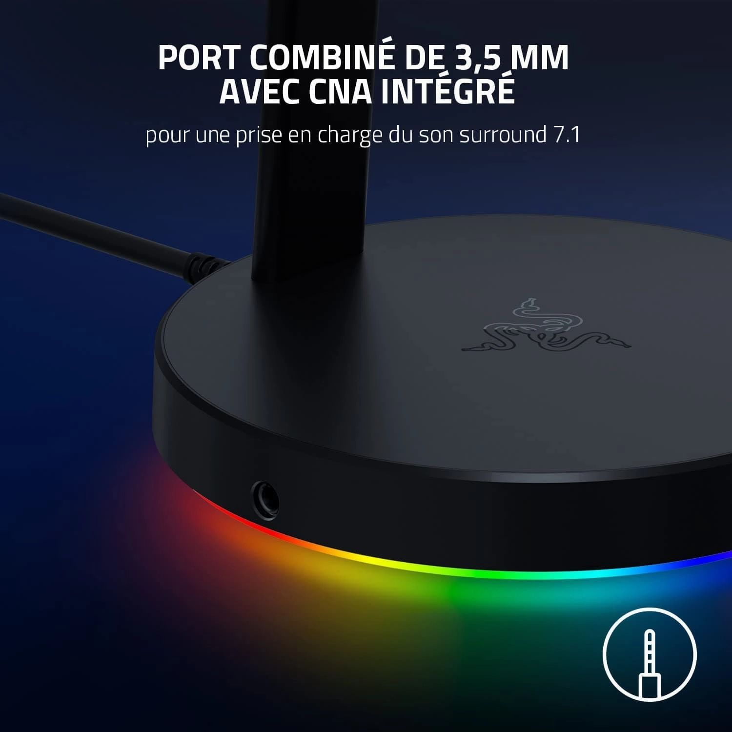 Razer Base Station V2 Chroma - Chroma Enabled Headset Stand with 3.1 USB Hub and 7.1 Surround Sound (2 USB 3.1 Ports, Intergrated Headset Stand, Non-Slip Base, Chroma RGB) Black