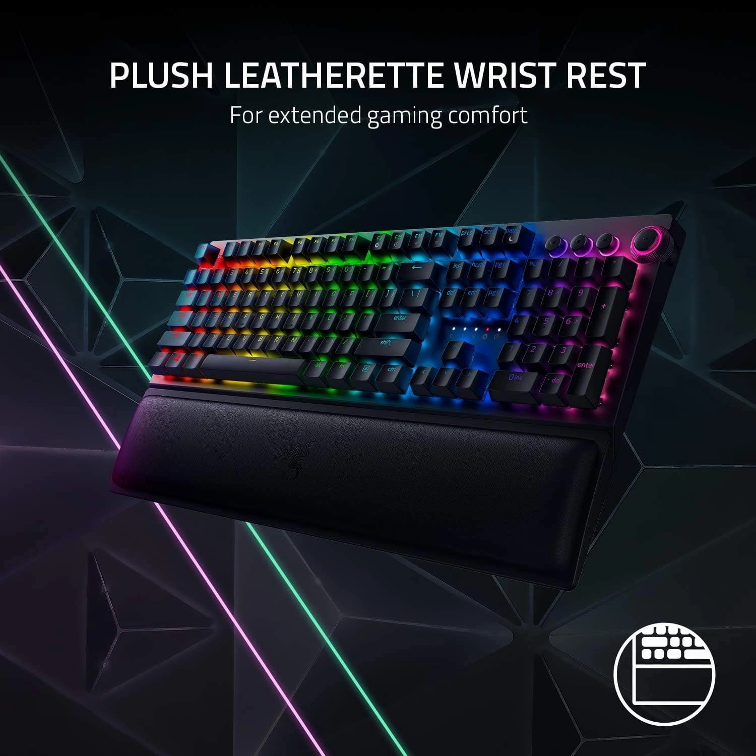 Razer Blackwidow V3 Pro Wireless Gaming Keyword, Mechanical Gaming Keyboard, Wrist Rest, Bluetooth, USB-C, UK Layout - Black
