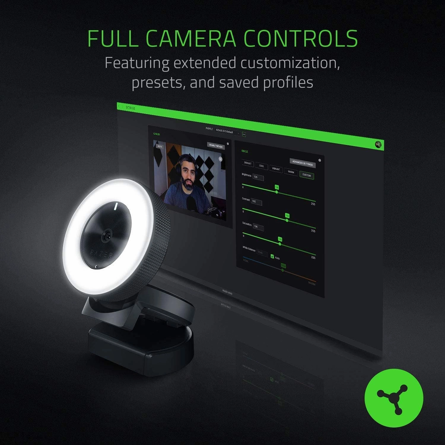 Razer Kiyo - Streaming Camera with Ring Lighting - Black