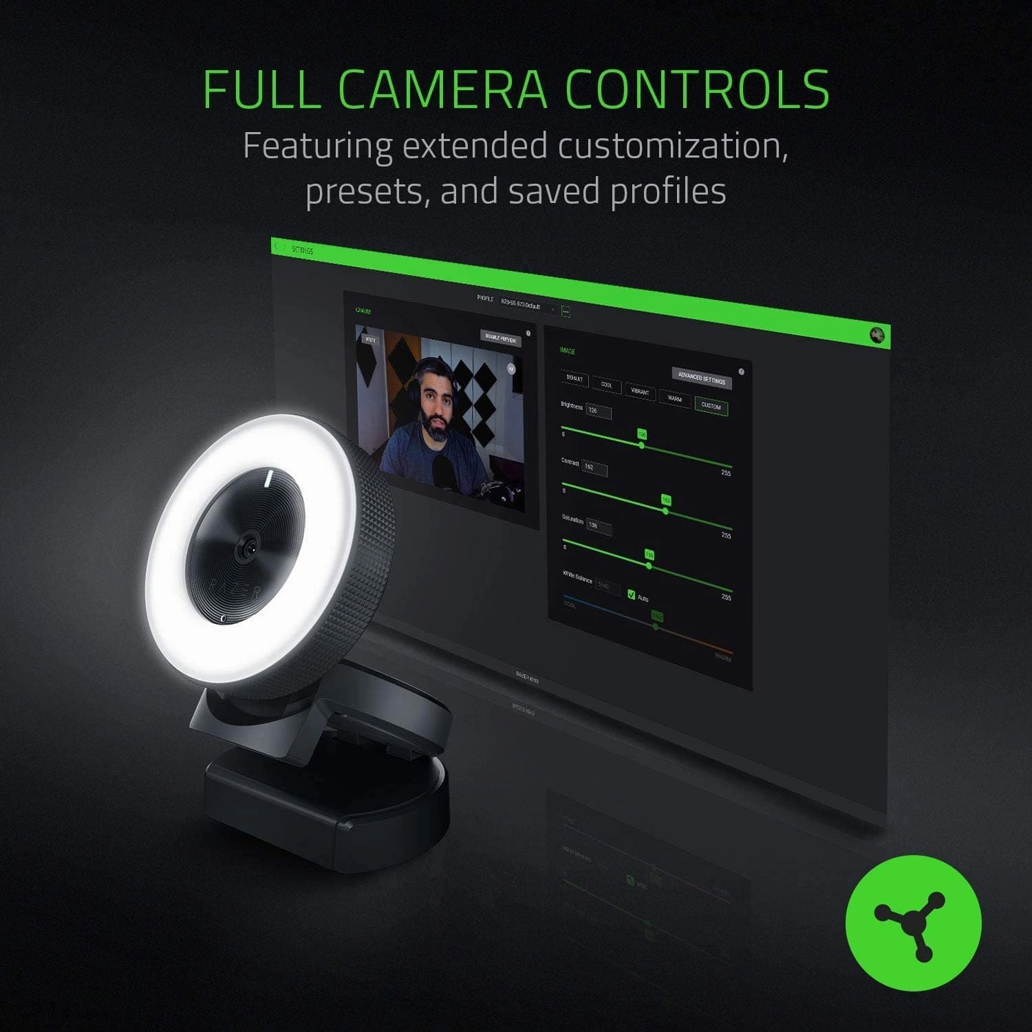Razer Kiyo - Streaming Camera with Ring Lighting - Black
