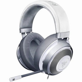 Razer Kraken - Cross-Platform Wired Gaming Headset for PC, PS4, Xbox One & Switch, 50mm Diaphragm, 3.5mm Cable with Inline Controls - White earbuds and headphones, true wireless earbuds, noise cancelling earbuds