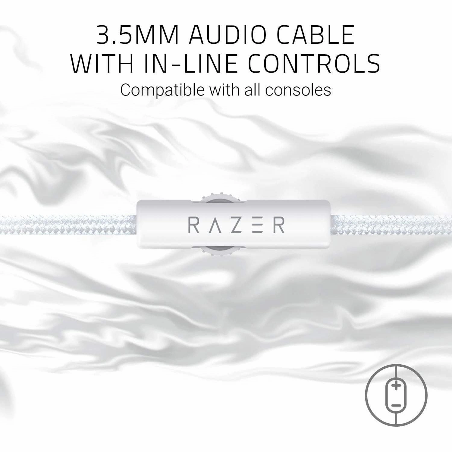 Razer Kraken - Cross-Platform Wired Gaming Headset for PC, PS4, Xbox One & Switch, 50mm Diaphragm, 3.5mm Cable with Inline Controls - White