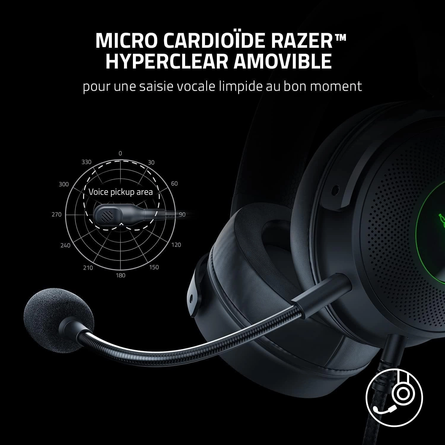 Razer Kraken V3 - Wired USB Gaming Headset with Razer Chroma RGB (TriForce 50mm Drivers, THX Spatial Audio, HyperClear Cardioid Mic, Chroma RGB) Black