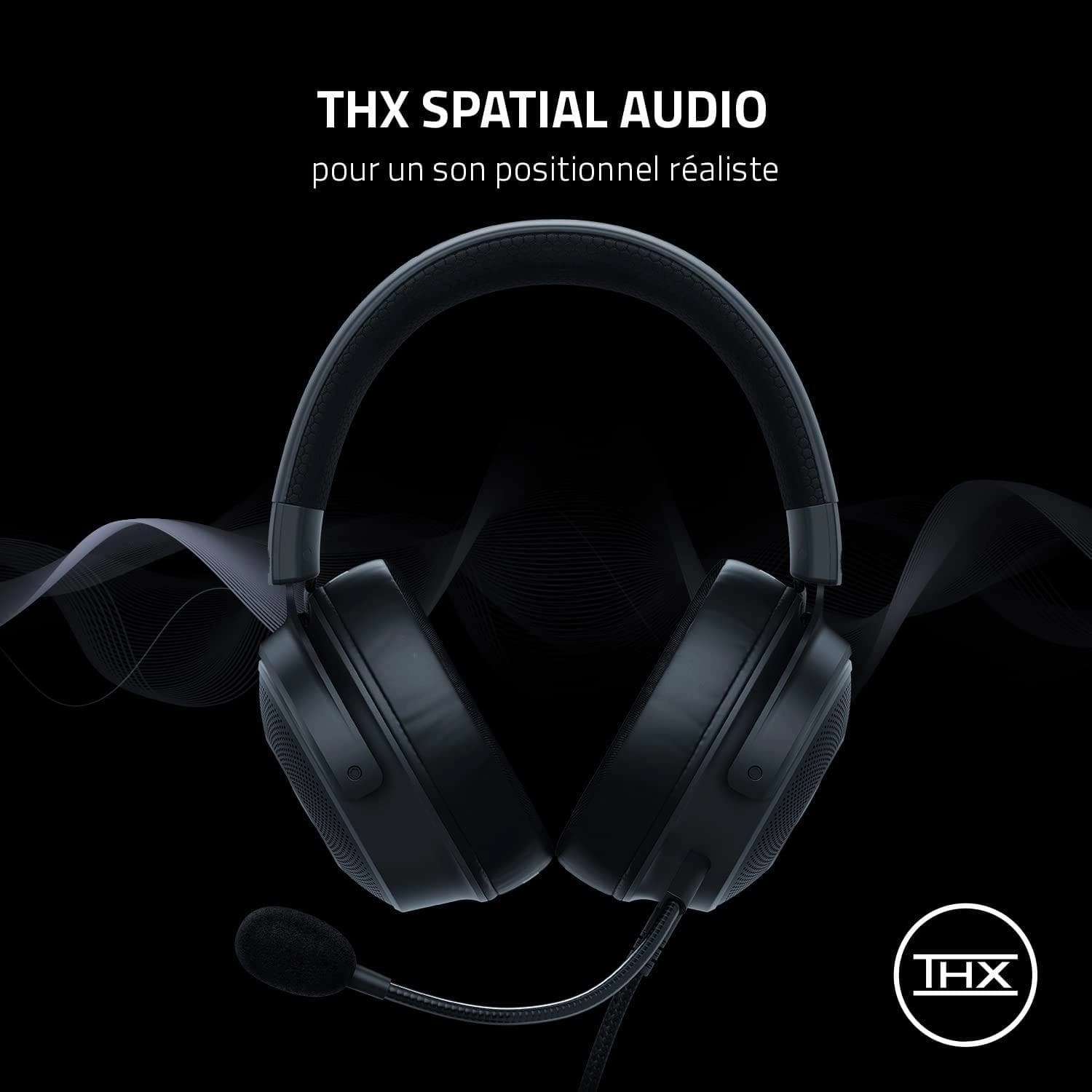 Razer Kraken V3 - Wired USB Gaming Headset with Razer Chroma RGB (TriForce 50mm Drivers, THX Spatial Audio, HyperClear Cardioid Mic, Chroma RGB) Black