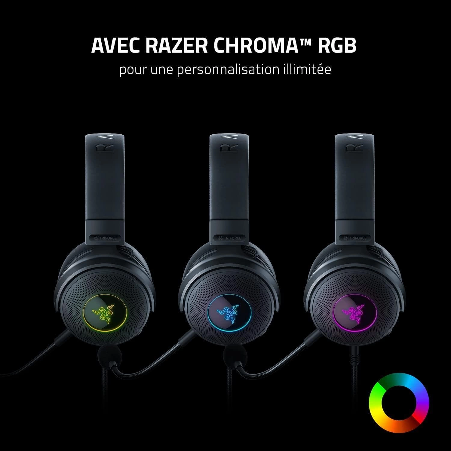 Razer Kraken V3 - Wired USB Gaming Headset with Razer Chroma RGB (TriForce 50mm Drivers, THX Spatial Audio, HyperClear Cardioid Mic, Chroma RGB) Black