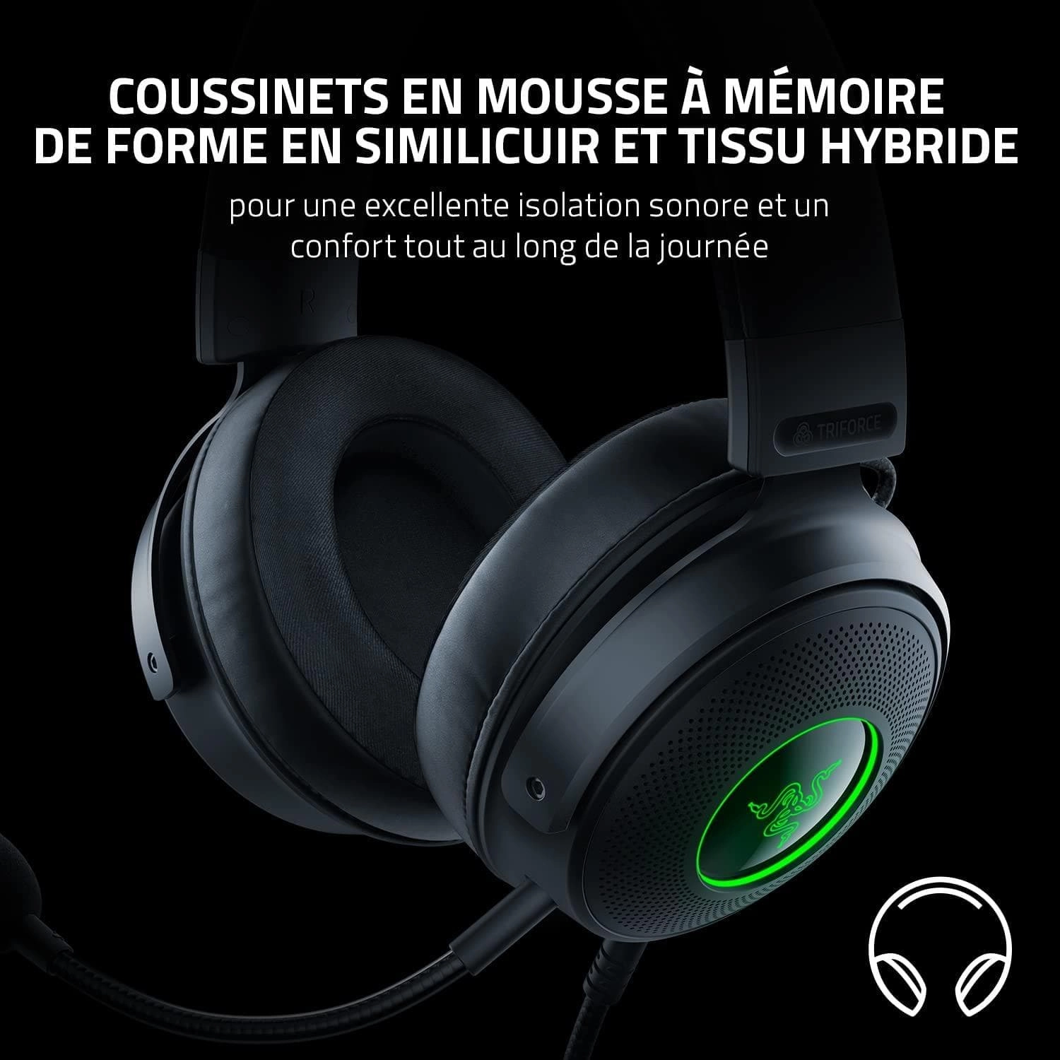 Razer Kraken V3 - Wired USB Gaming Headset with Razer Chroma RGB (TriForce 50mm Drivers, THX Spatial Audio, HyperClear Cardioid Mic, Chroma RGB) Black