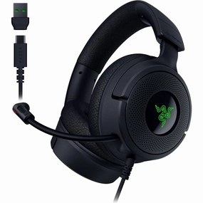 Razer Kraken V4 X Wired PC Gaming Headset - TriForce 40mm Drivers, Retractable Mic, 7.1 Surround Sound, Chroma RGB, USB-C for PC, Console & Phones - Black bluetooth headphones, cheap wireless headphones, headphones with mic