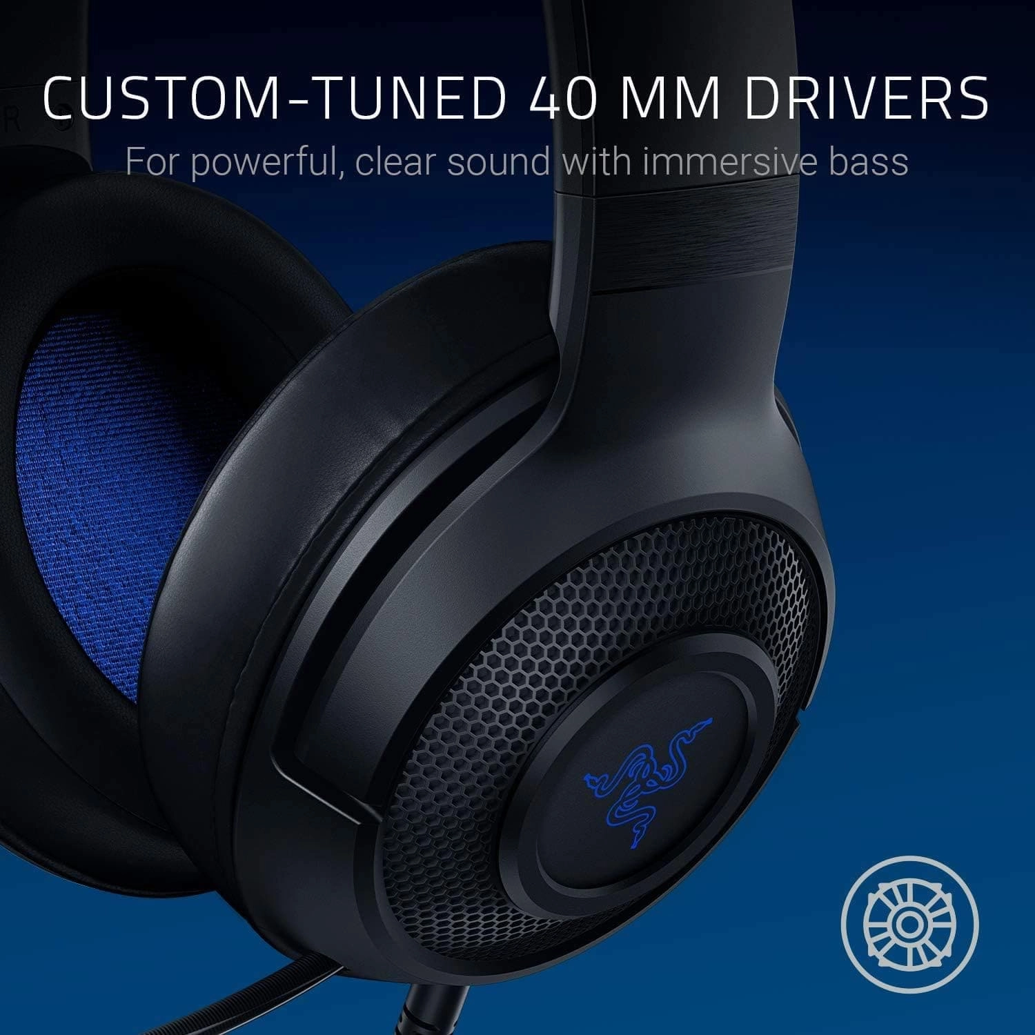 Razer Kraken X Console Gaming Headset - 7.1 Surround Sound, Lightweight, Bendable Mic, PC/Xbox/PS4/Switch, Blue/Black