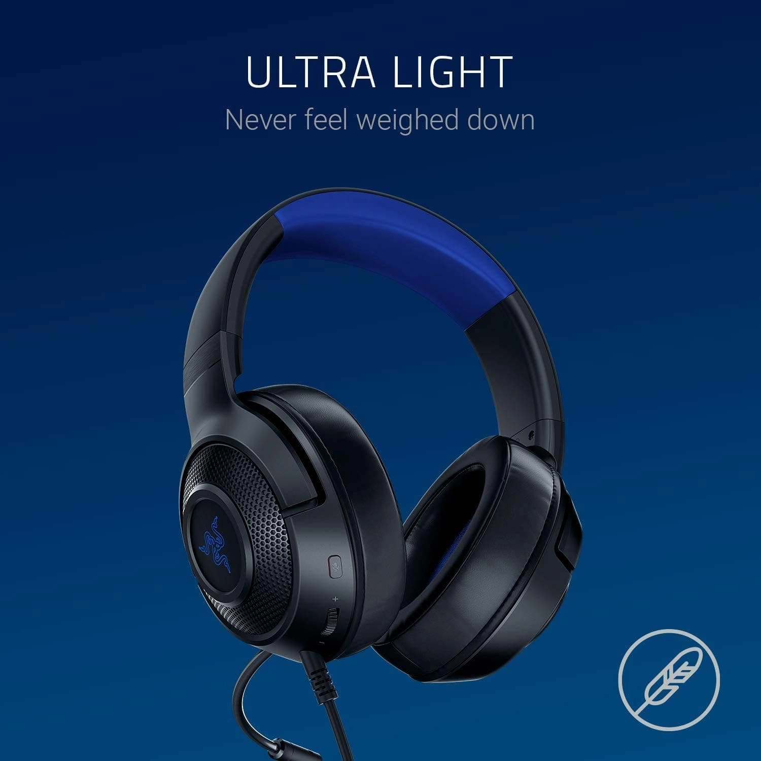 Razer Kraken X Console Gaming Headset - 7.1 Surround Sound, Lightweight, Bendable Mic, PC/Xbox/PS4/Switch, Blue/Black