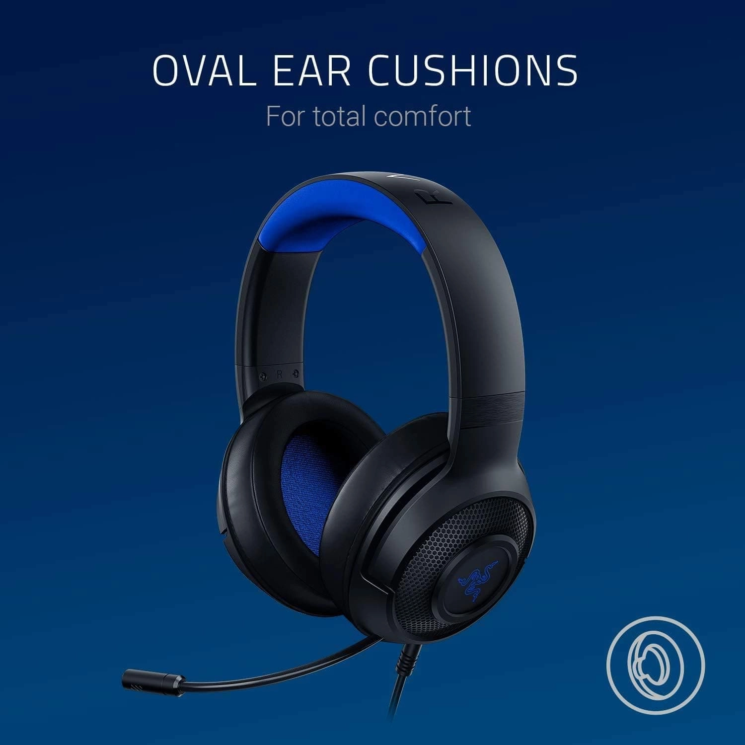 Razer Kraken X Console Gaming Headset - 7.1 Surround Sound, Lightweight, Bendable Mic, PC/Xbox/PS4/Switch, Blue/Black