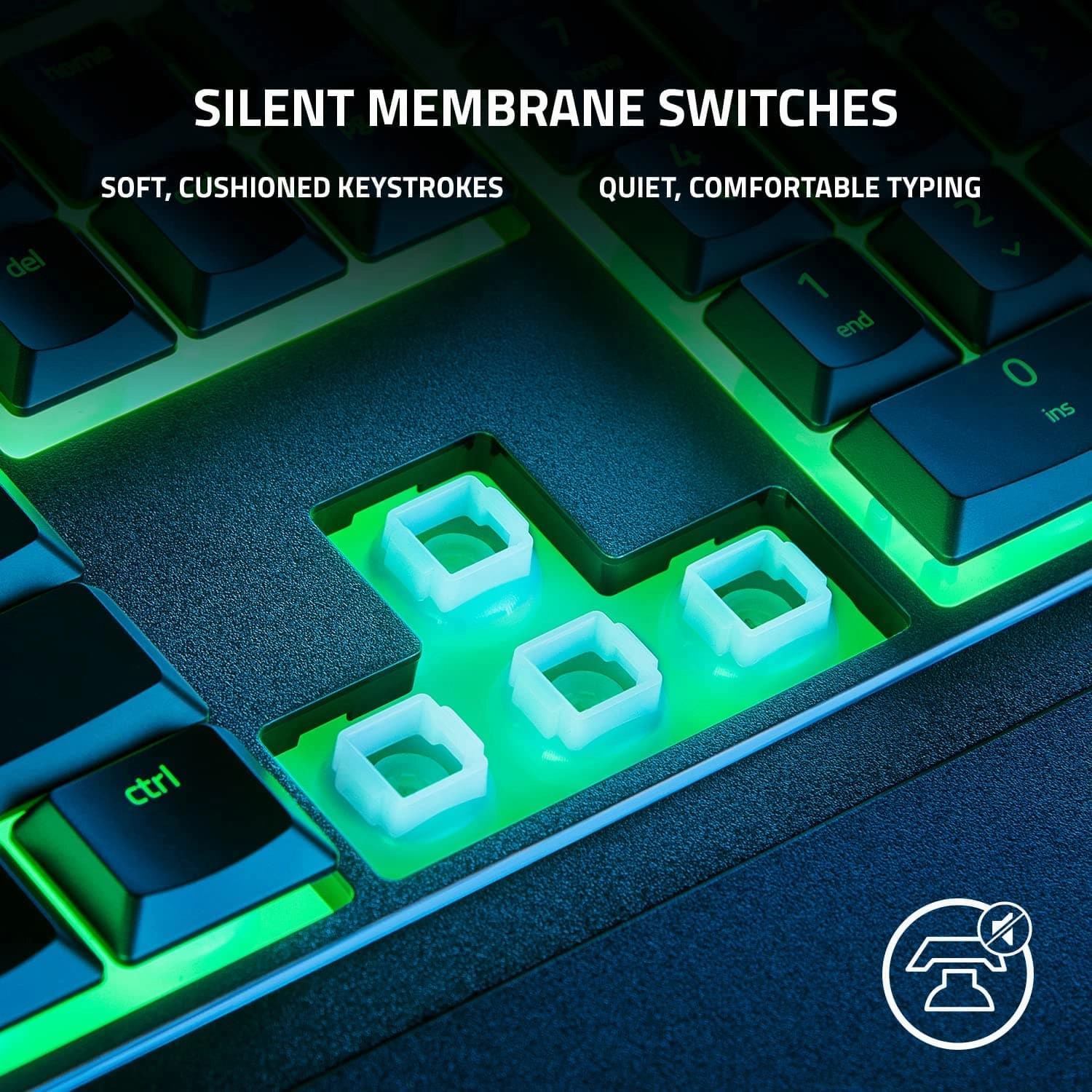 Razer Ornata V3 X - Low-profile membrane Keyboard Chroma RGB (Hybrid Membrane Switch, Ergonomic Wrist Rest) UK Layout | Black