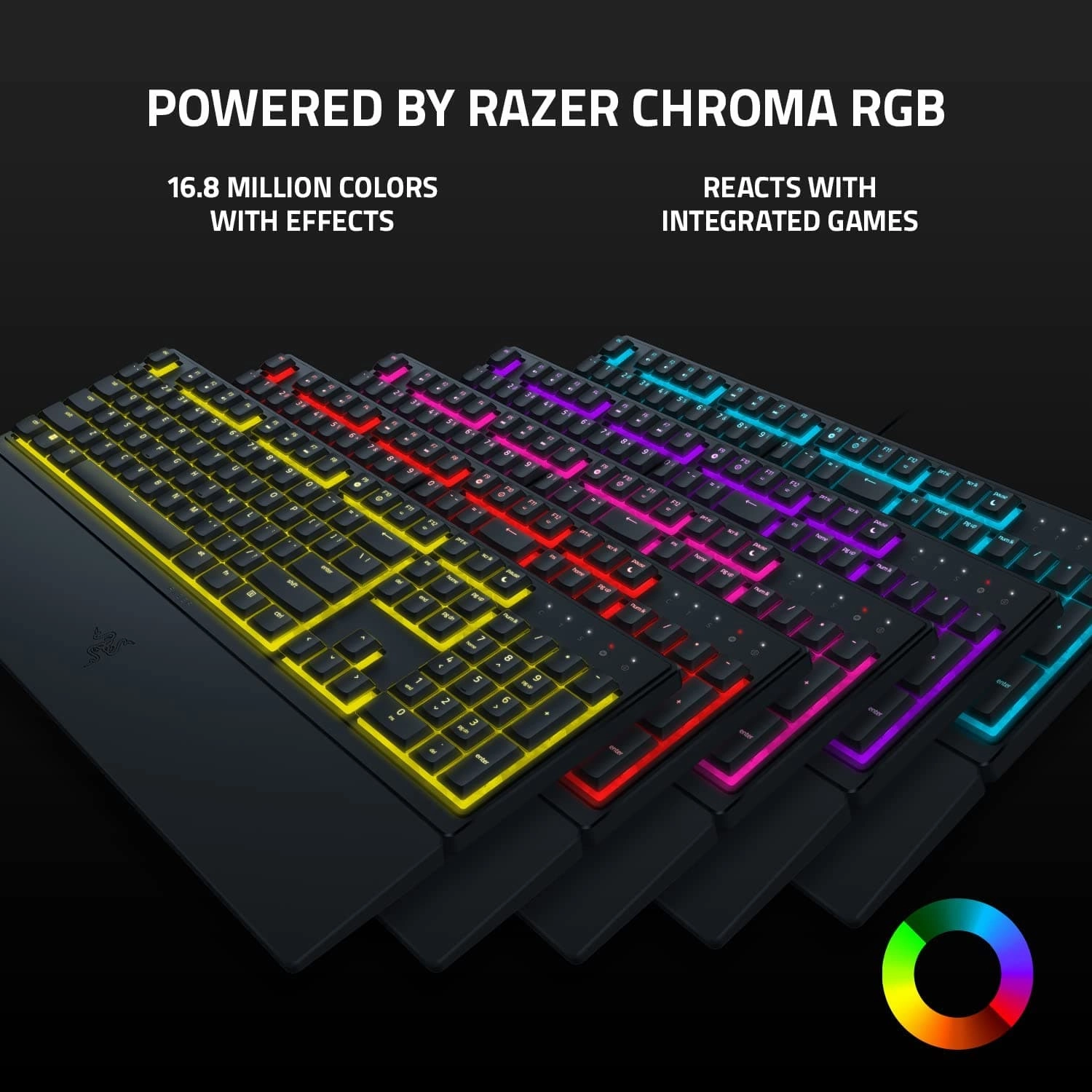 Razer Ornata V3 X - Low-profile membrane Keyboard Chroma RGB (Hybrid Membrane Switch, Ergonomic Wrist Rest) UK Layout | Black