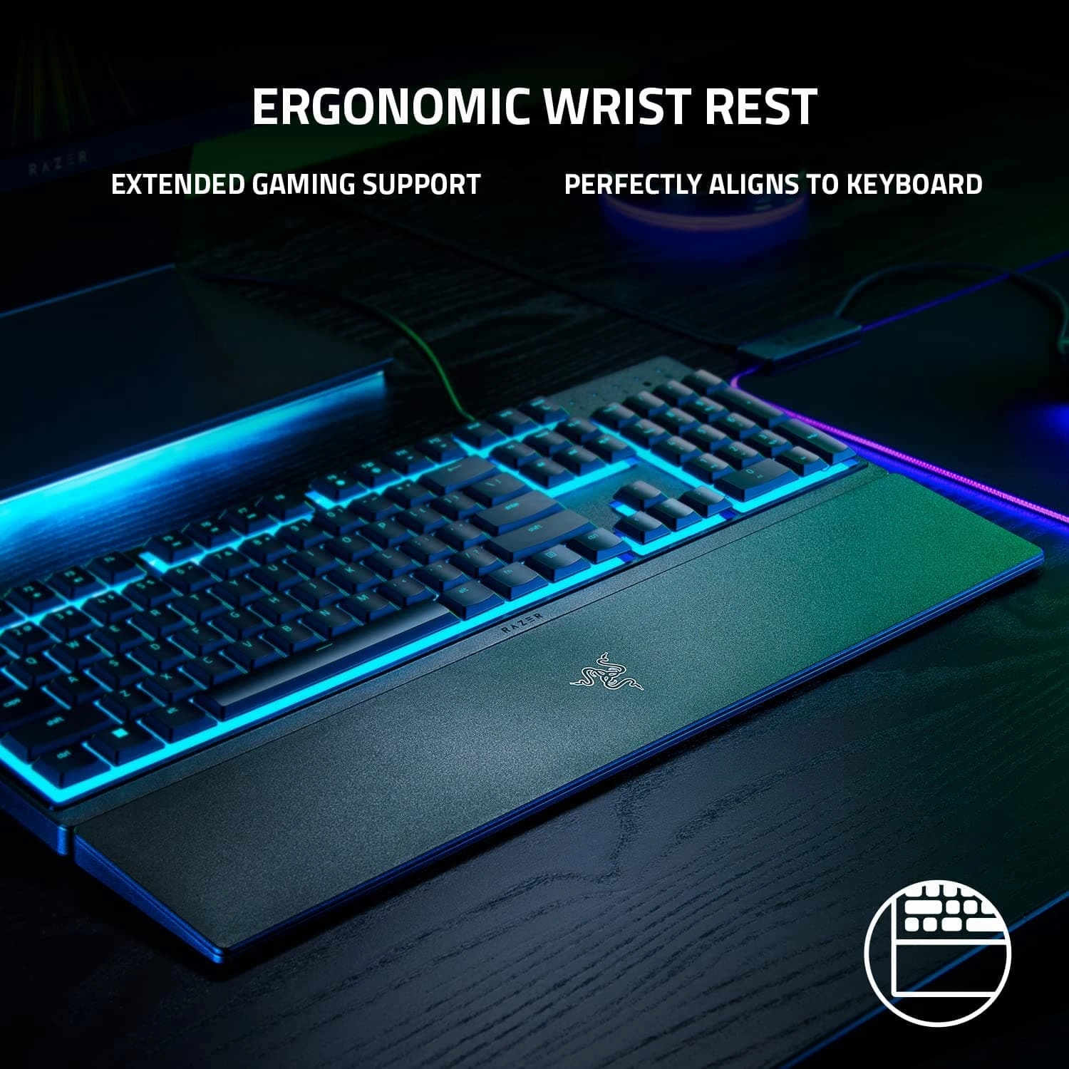 Razer Ornata V3 X - Low-profile membrane Keyboard Chroma RGB (Hybrid Membrane Switch, Ergonomic Wrist Rest) UK Layout | Black