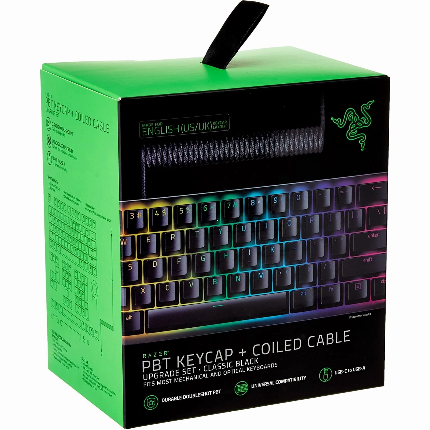 RAZER PBT Keycap & Coiled Cable - UK/US Layout, Classic Black desktop computers, gaming desktop pc, all in one desktop deals