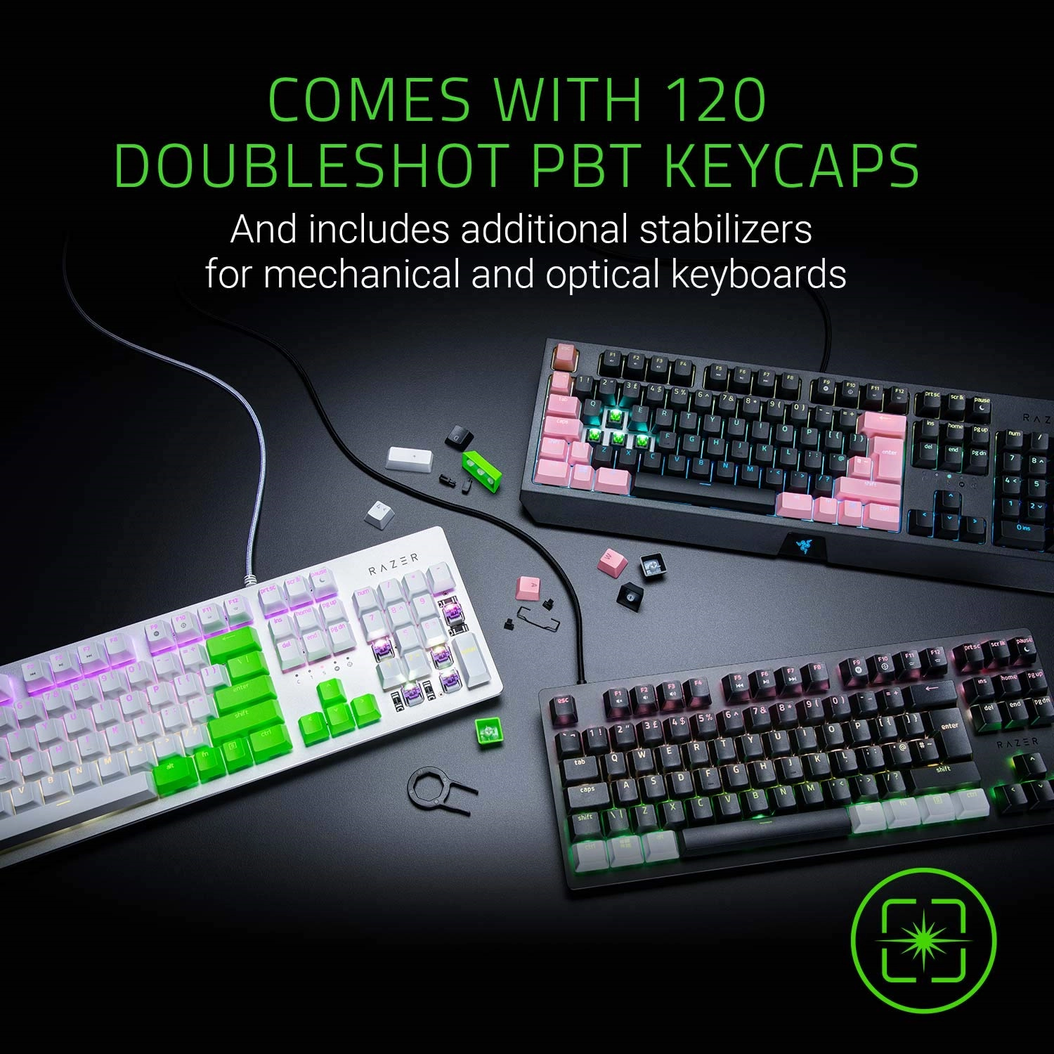 RAZER PBT Keycap Upgrade Set - UK/US Layout, Quartz Pink
