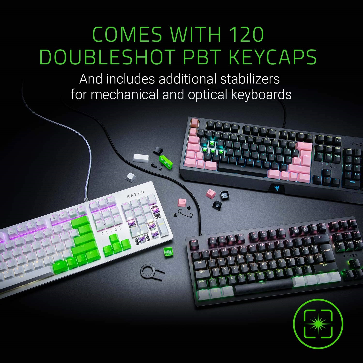 RAZER PBT Keycap Upgrade Set - UK/US Layout, Quartz Pink