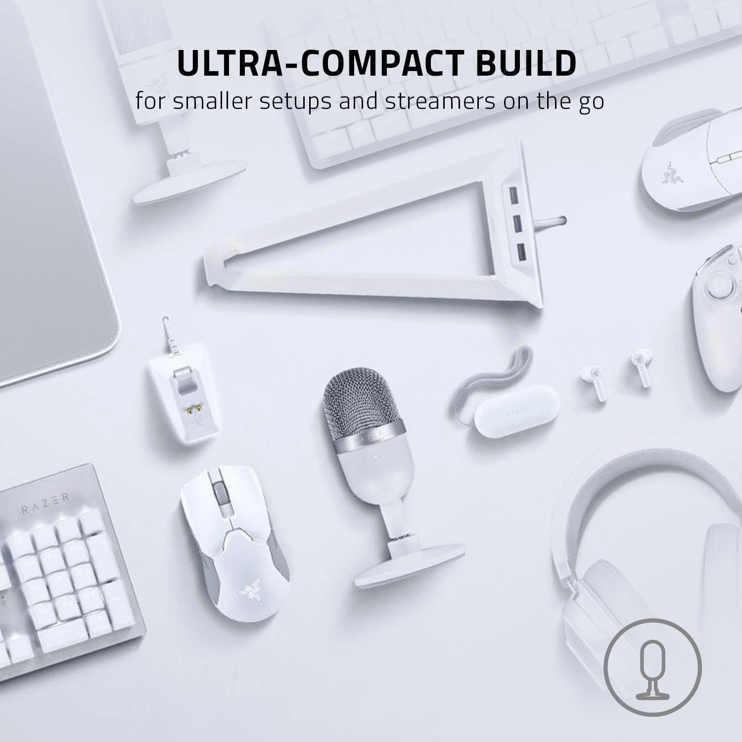 Razer Seiren Mini USB Streaming Microphone: Precise Supercardioid Pickup Pattern - Professional Recording Quality - Ultra-Compact Build - Heavy-Duty Tilting Stand - Shock Resistant - Mercury White