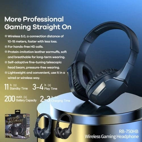 REMAX RB-750HB Wireless Gaming Bluetooth V5.0 Headphone (Black)