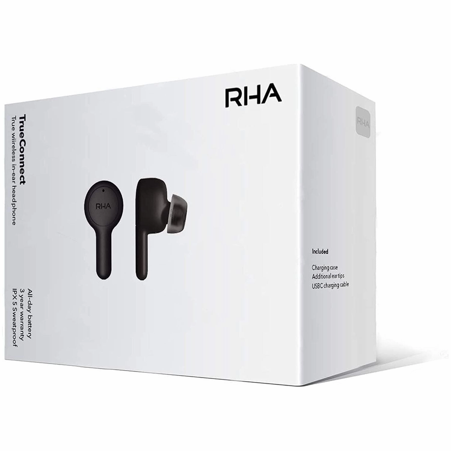 RHA Trueconnect - Carbon Black: True Wireless Earbuds with Bluetooth 5 & Sweatproof for Sport Activity