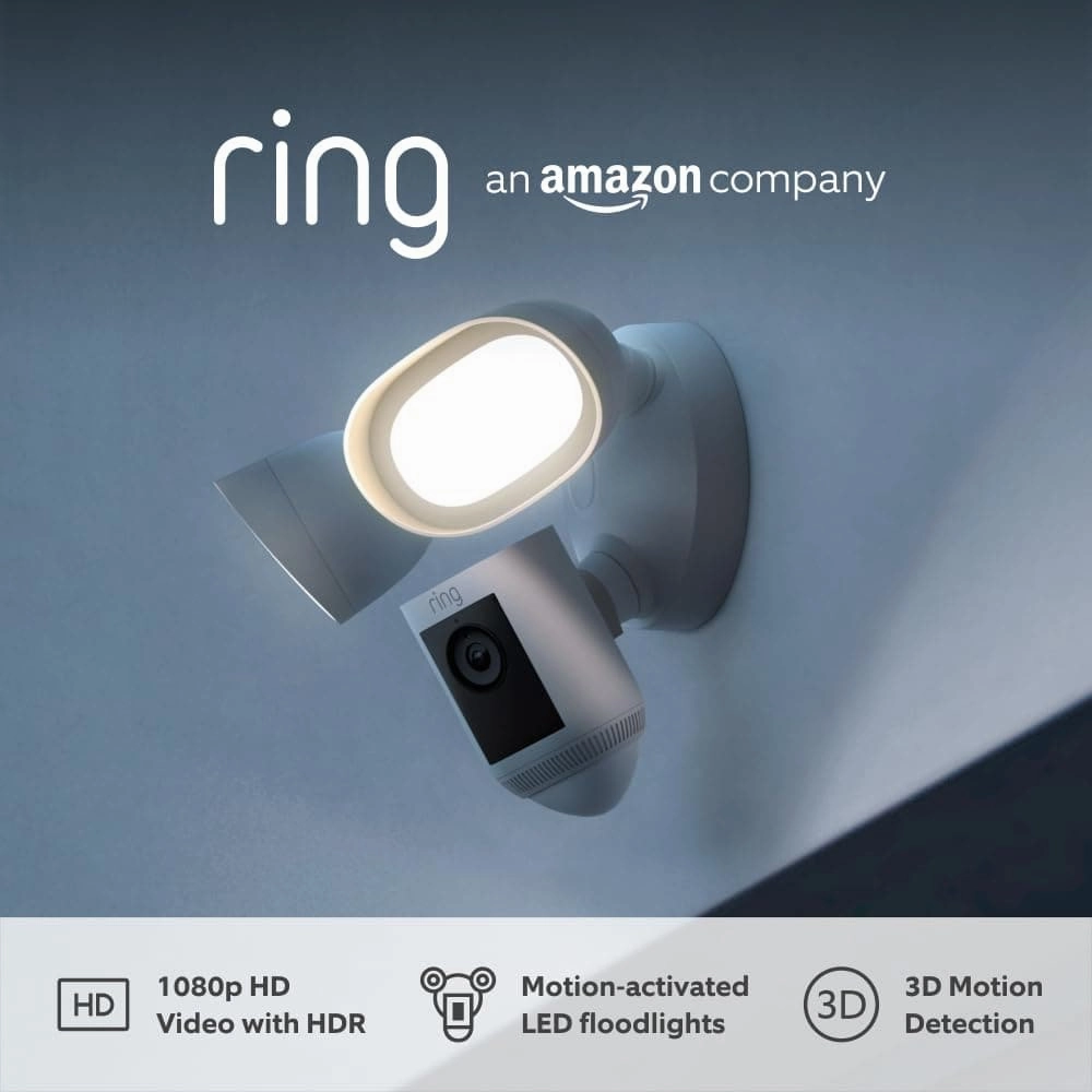 RING Floodlight Wired Pro Full HD 1080p WiFi Security Camera - White