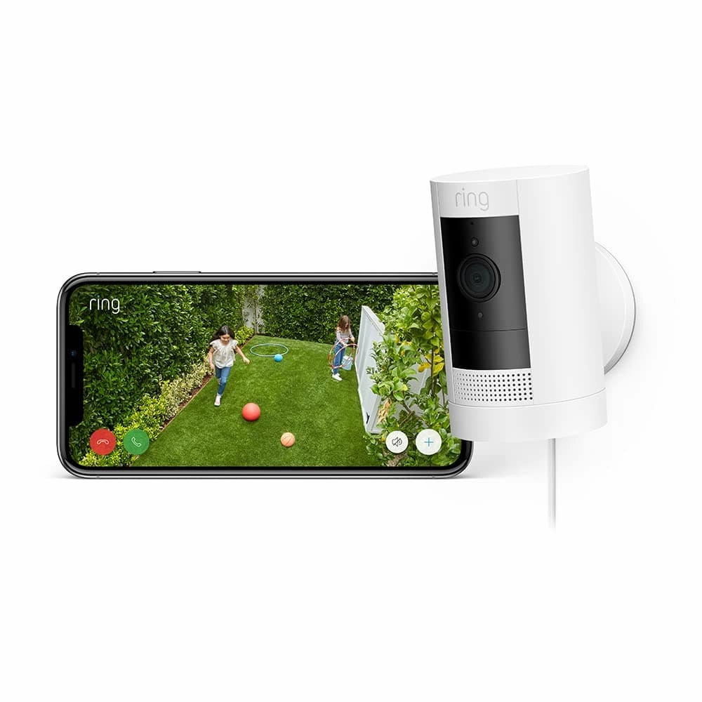 Ring Outdoor Camera Plug-In (Stick Up Cam) | HD outdoor Security Camera with 1080p video, Two-Way Talk, Wifi, Works with Alexa | alternative to CCTV system