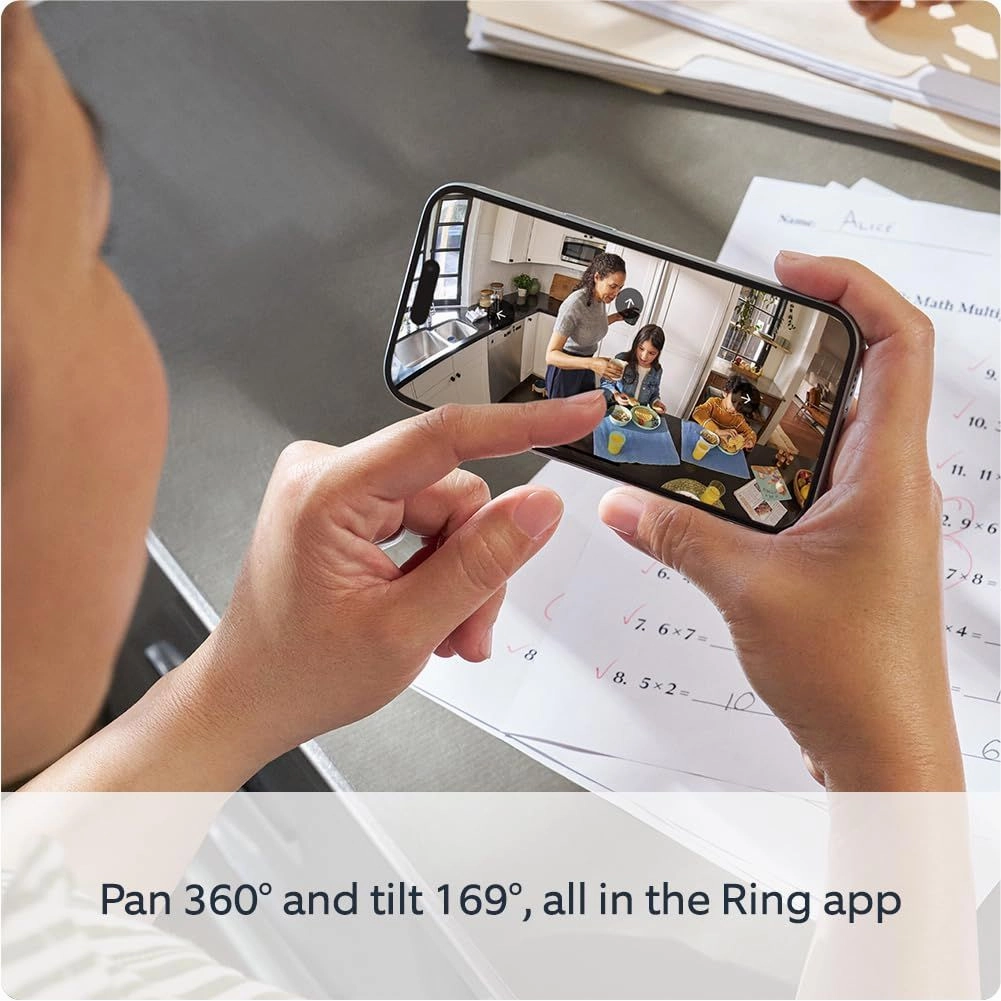 Ring Pan-Tilt Indoor Camera Plug-In Pet and Home Security Camera 360 Coverage, HD Video, and Two-Way Talk