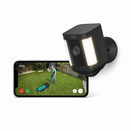 Ring Spotlight Cam Plus Battery | Wireless outdoor Security Camera 1080p HD Video, Two-Way Talk, LED Spotlights, Siren, alternative to CCTV system | 30-day free trial of Ring Home