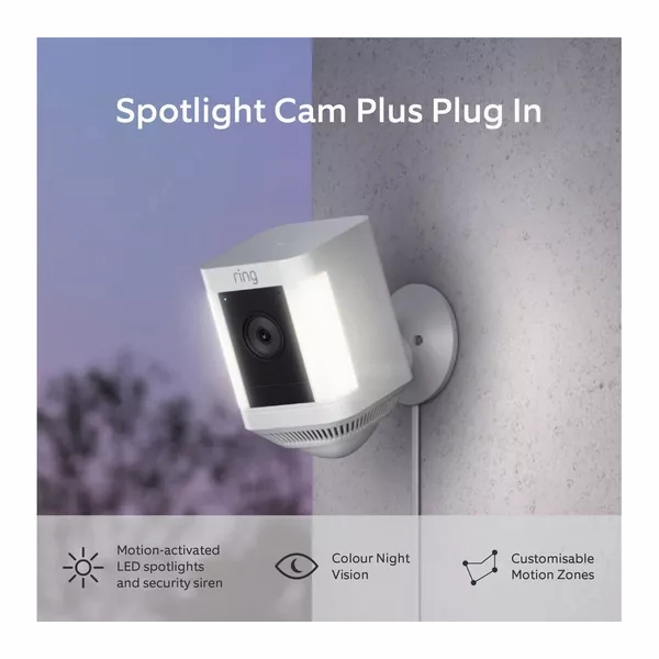 Ring Spotlight Cam Plus Plug In Security Camera - White