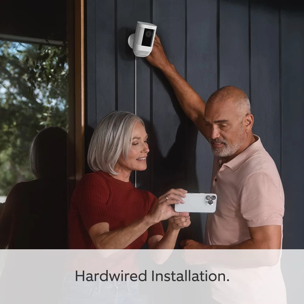 Ring Spotlight Cam Pro Wired by Amazon | Outdoor Security Camera 1080p HDR Video, 3D Motion Detection, Bird's-Eye View, LED Spotlights, alternative to CCTV | 30-day free trial of Ring Protect