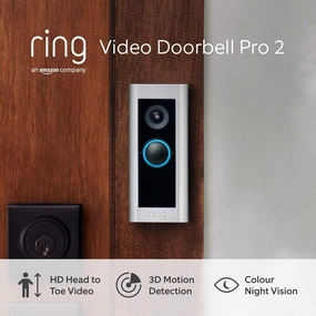 Ring Video Doorbell Pro 2, HD Head to Toe Video, 3D Motion Detection, hardwired installation (existing doorbell wiring required), With 30-day free trial of Ring Protect Plan xbox console, buy xbox series x, xbox accessories online